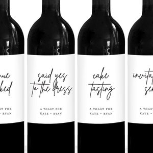 Wedding Planning Milestone Wine Labels | Gift for Bride-to-Be | Engagement Couple Gift