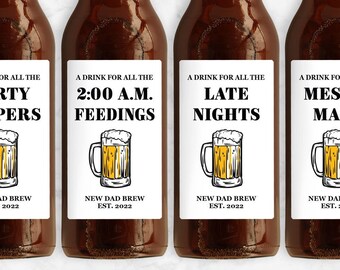 New Dad Milestone Beer Labels, Gift for New Parents