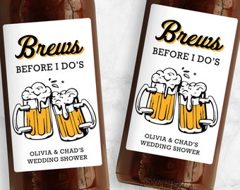 Brews Before I Do's Beer Labels, Personalized Brewery Wedding Shower Favors