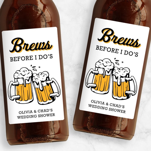 Brews Before I Do's Beer Labels, Personalized Brewery Wedding Shower Favors