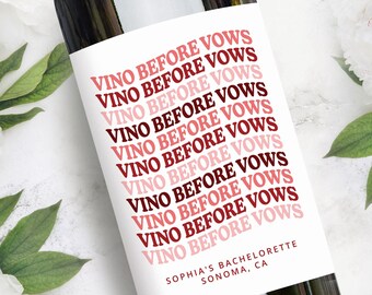 Vino Before Vows Wine Labels | Personalized Bachelorette Party Favors Bridesmaid Gifts