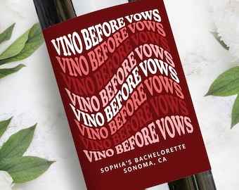 Vino Before Vows Wine Labels | Personalized Bachelorette Party Favors Bridesmaid Gifts