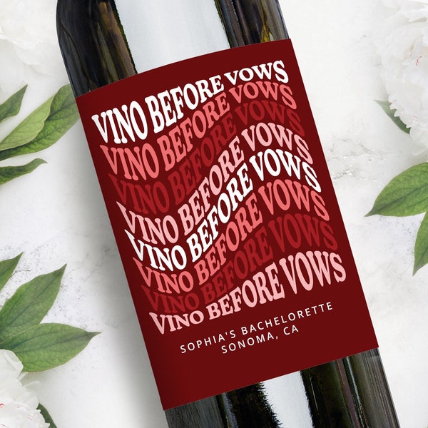 Vino Before Vows Wine Labels | Personalized Bachelorette Party Favors Bridesmaid Gifts