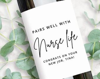 Personalized Nurse Graduation Wine Label, Custom Coworker Gift