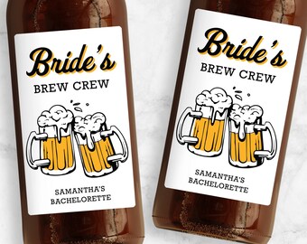 Bride's Brew Crew Beer Labels, Personalized Brewery Bridal Shower or Bachelorette Favors