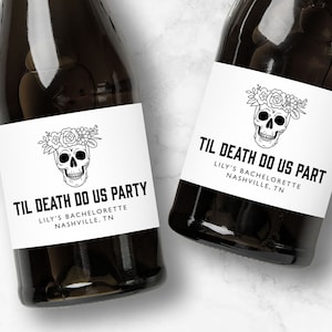 Till Death Do Us Party Champagne Labels, Personalized Bachelorette Party Favors, Til Death Do Us Party, Mini or Full