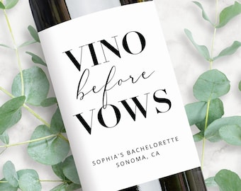 Vino Before Vows | Winery Bachelorette Wine Labels | Personalized Party Favors Bridesmaid Gifts