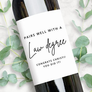 Lawyer Graduation Gift Personalized Wine Label | Pairs Well With a Law Degree