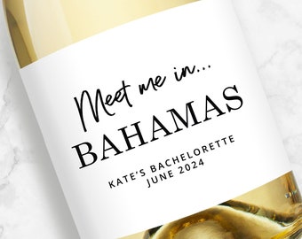 Meet Me In Personalized Destination Bachelorette Champagne Labels