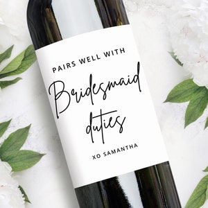 Personalized Bridesmaid Proposal Wine Label Pairs Well With Bridesmaid Duties image 1