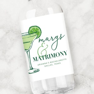 Margs & Matrimony Tequila Label | Bachelorette Party Favors | Bridesmaid Gifts | Personalized Liquor Label