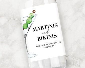 Martinis and Bikinis Bachelorette | Personalized Liquor Label | Party Favors Bridesmaid Gifts