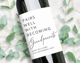 Personalized Baby Announcement Wine Labels | Grandparent Gift