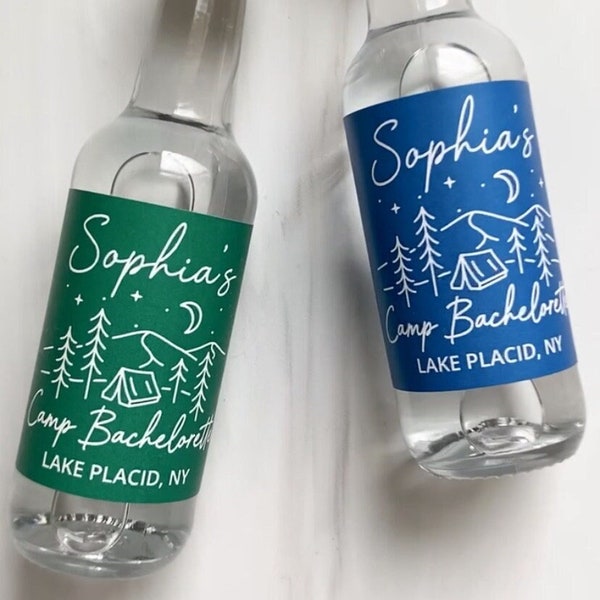 Camp Bachelorette Party Favors | Custom Wine Label, Shooter Label, or Champagne Label