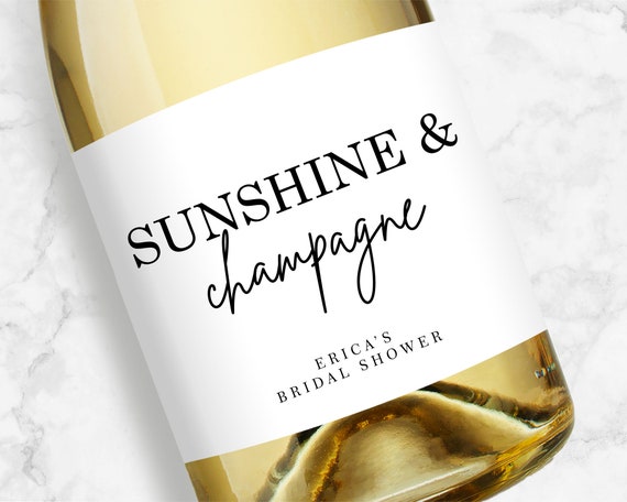 Sunshine and Champagne Labels, Bridal Shower Bachelorette or Birthday Favors, Personalized Gift