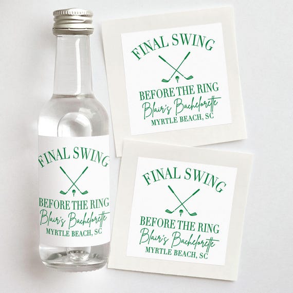 Final Swing Before the Ring Shooter Labels | Custom Golf Bachelorette Favors