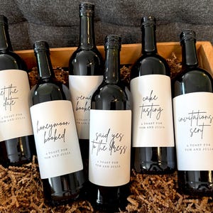 Wedding Planning Milestone Wine Labels | Engagement Gifts for Couple | Gift for Bride-to-Be