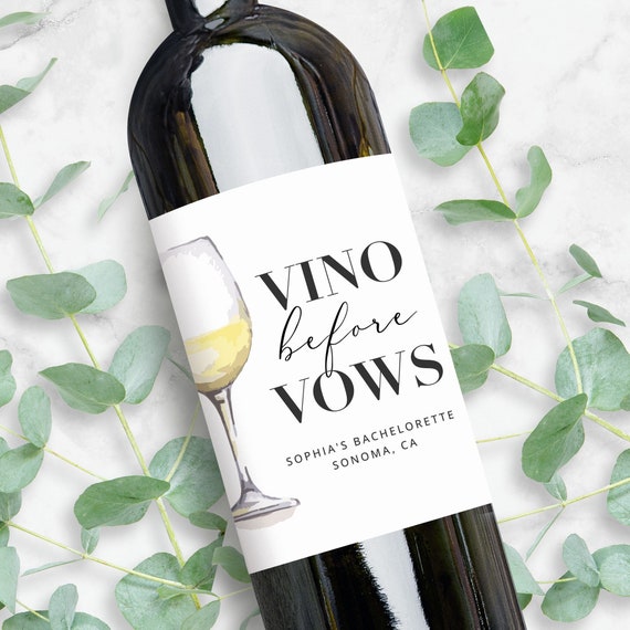 Vino Before Vows | Winery Bachelorette White Wine Labels | Personalized Party Favors Bridesmaid Gifts