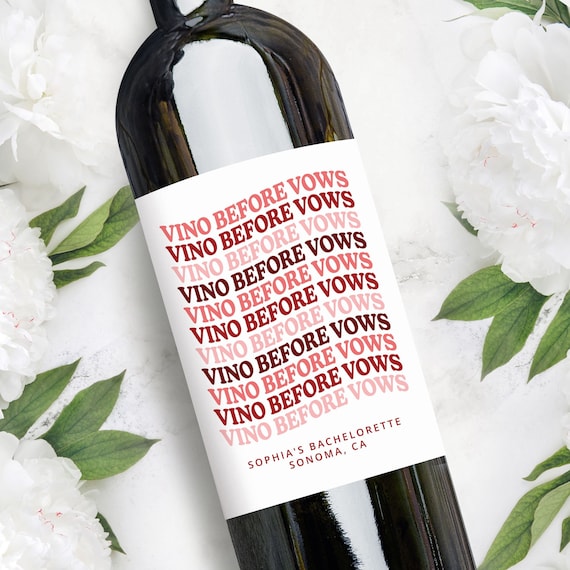 Vino Before Vows Wine Labels | Personalized Bachelorette Party Favors Bridesmaid Gifts