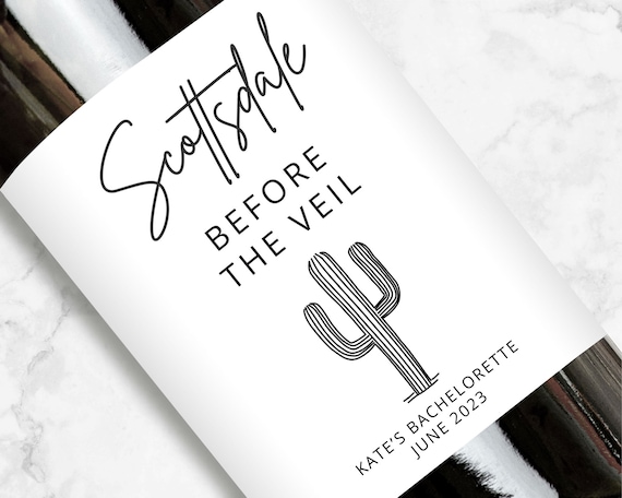 Scottsdale Before the Veil Wine Label, Custom Bachelorette Party Favors