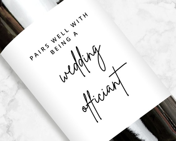 Pairs Well With Becoming A Wedding Officiant Wine Label, Marriage Celebrant Gift