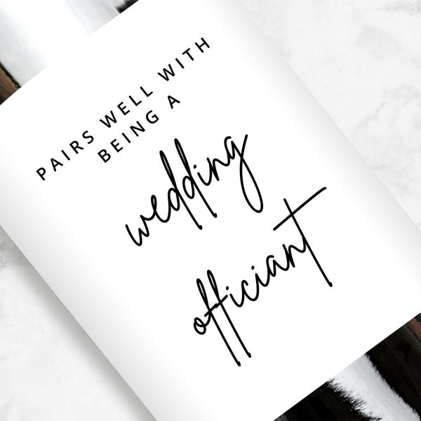 Pairs Well With Becoming A Wedding Officiant Wine Label, Marriage Celebrant Gift