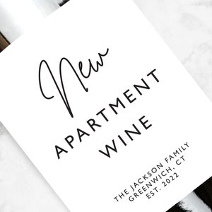 New Apartment Wine Label, Personalized Housewarming Gift