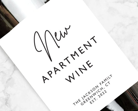 New Apartment Wine Label, Personalized Housewarming Gift