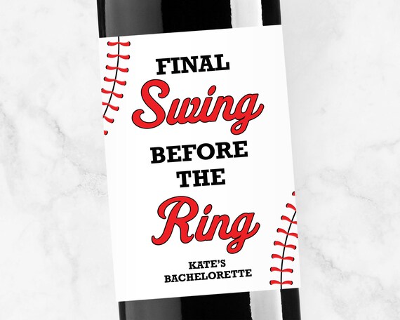 Final Swing Before The Ring Wine Label, Baseball Bachelorette Party Favors, Champagne