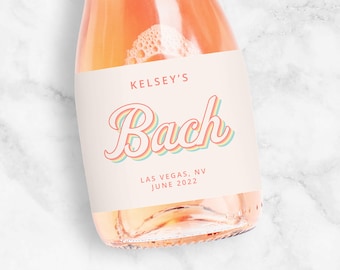 Retro Bachelorette Champagne Labels, Bach Wine, 3 Color