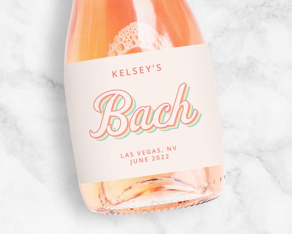 Retro Bachelorette Champagne Labels, Bach Wine, 3 Color