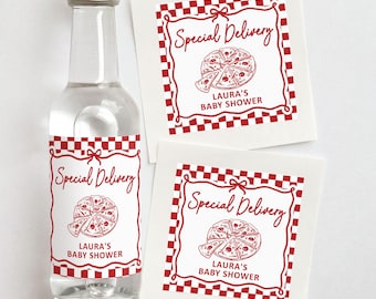 Special Delivery Pizza Baby Shower Favors | Custom Shooter Labels