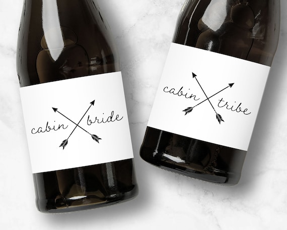 Cabin Bride or Tribe Champagne Labels, Mini or Full