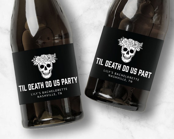 Til Death Do Us Party Skull Champagne & Wine Labels