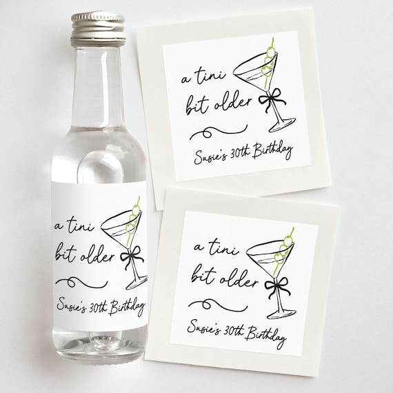 Whimsical Tini Bit Older Shooter Labels | Custom Birthday Party Favors