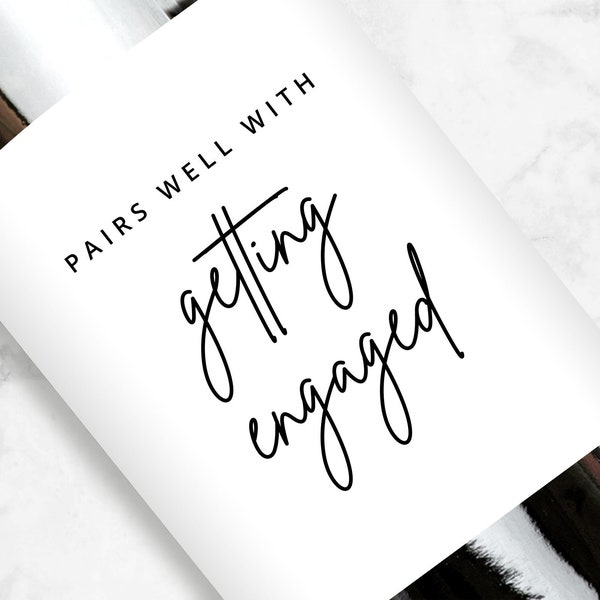 Pairs Well With Getting Engaged Wine Label Svg Etsy