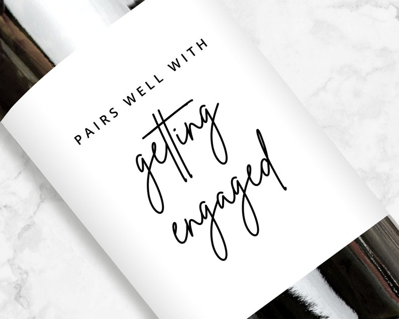 Pairs Well With Getting Engaged Wine Label, Engagement Gift image 1