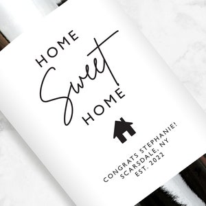 Home Sweet Home Wine Label, Personalized Housewarming Gift