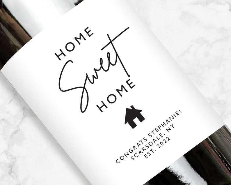 Home Sweet Home Wine Label, Personalized Housewarming Gift image 1