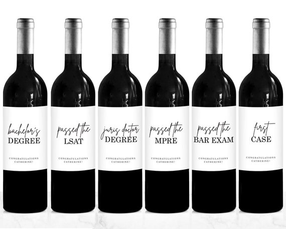 Law School Milestones Wine Labels, Graduation Gift