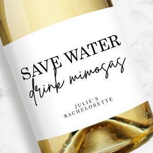Save Water Drink Mimosas Champagne Labels