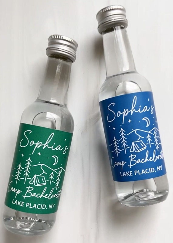 Camp Bachelorette Party Favors | Custom Wine Label, Shooter Label, or Champagne Label