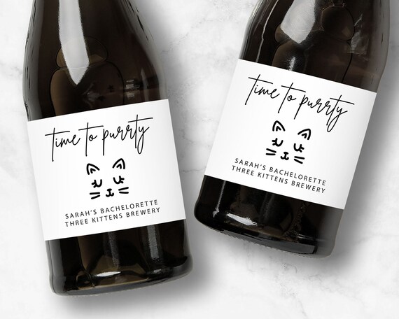 Cat Bachelorette Champagne Label Party Favors Bridesmaid Gifts