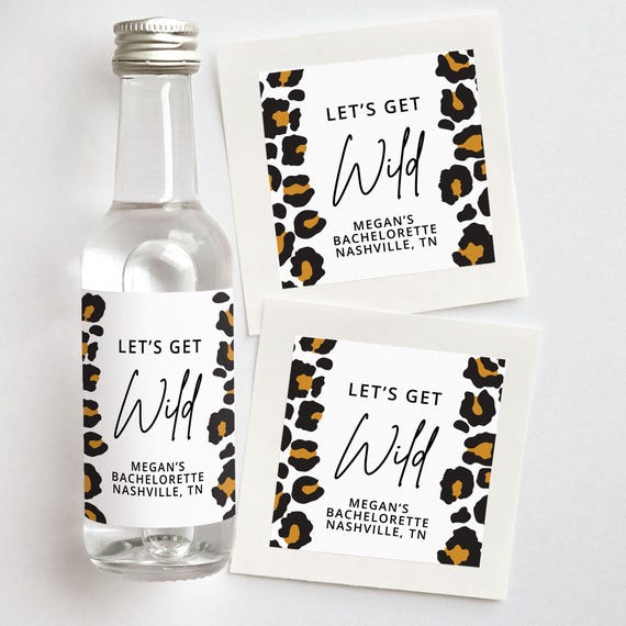 Leopard Bachelorette Favors | Custom Shooter Labels | Let's Get Wild