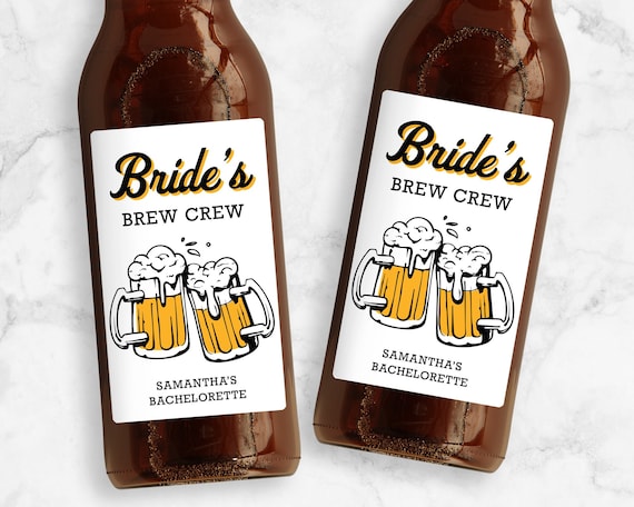 Bride's Brew Crew Beer Labels, Personalized Brewery Bridal Shower or Bachelorette Favors