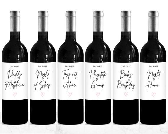 New Dad Milestone Wine Labels, Gift for New Parents