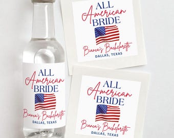 All American Bride Custom Shooter Labels | Patriotic Bachelorette Favors