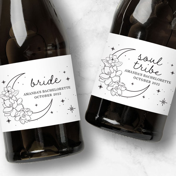 Celestial Bachelorette Champagne Label, Mini or Full, Bride or Soul Tribe