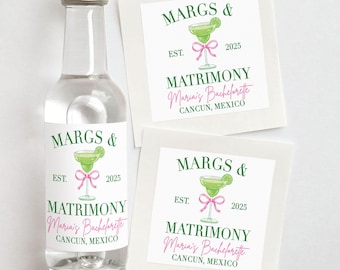 Margs & Matrimony Shooter Labels | Custom Margarita Bachelorette Favors