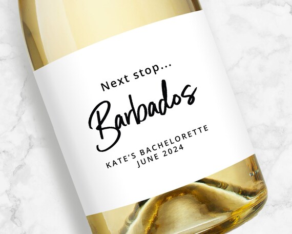 Next Stop Personalized Travel Destination Bachelorette Champagne Labels